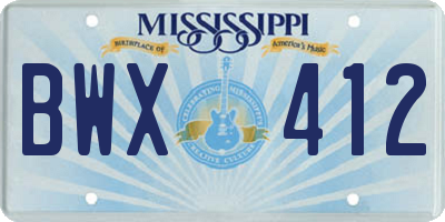 MS license plate BWX412