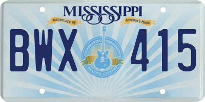 MS license plate BWX415