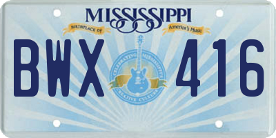 MS license plate BWX416