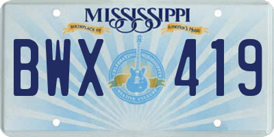 MS license plate BWX419