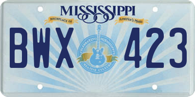 MS license plate BWX423