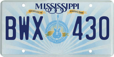 MS license plate BWX430