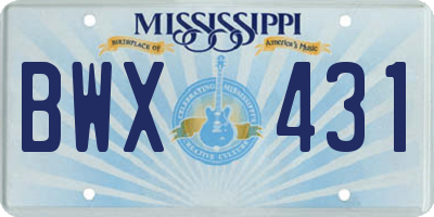MS license plate BWX431