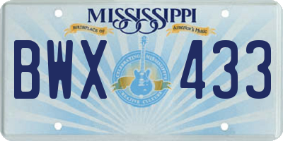 MS license plate BWX433