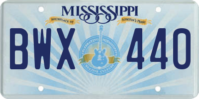 MS license plate BWX440