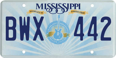 MS license plate BWX442
