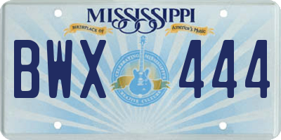 MS license plate BWX444
