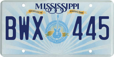MS license plate BWX445