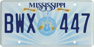 MS license plate BWX447