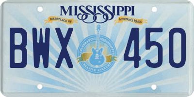MS license plate BWX450