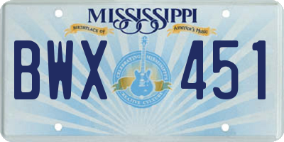 MS license plate BWX451