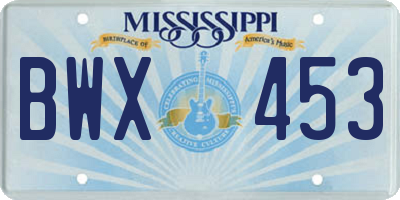 MS license plate BWX453