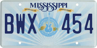 MS license plate BWX454
