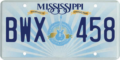 MS license plate BWX458