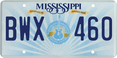 MS license plate BWX460