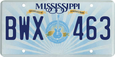 MS license plate BWX463