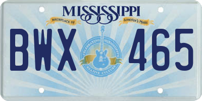 MS license plate BWX465