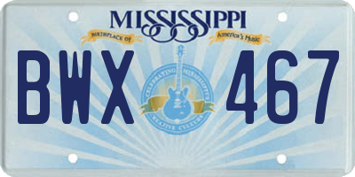 MS license plate BWX467