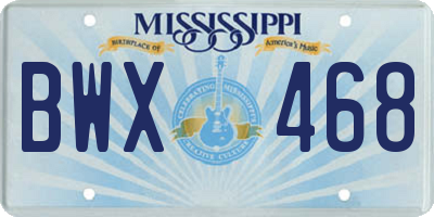 MS license plate BWX468