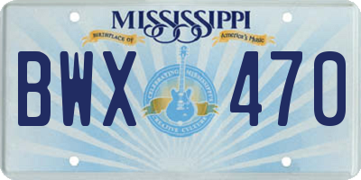 MS license plate BWX470