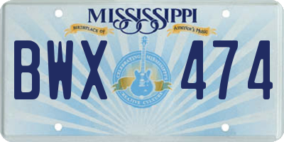 MS license plate BWX474