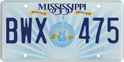 MS license plate BWX475