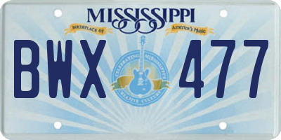 MS license plate BWX477