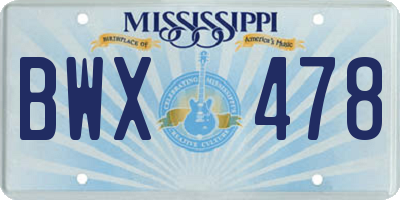 MS license plate BWX478