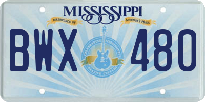 MS license plate BWX480