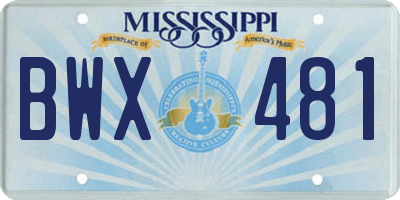 MS license plate BWX481