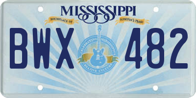 MS license plate BWX482