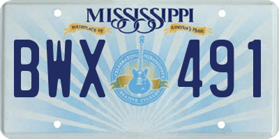 MS license plate BWX491