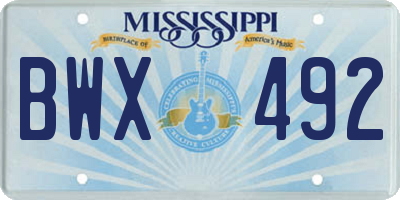 MS license plate BWX492
