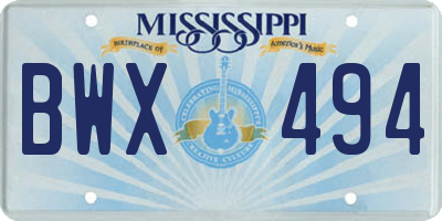 MS license plate BWX494