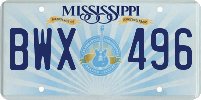 MS license plate BWX496