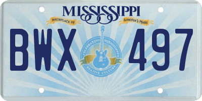 MS license plate BWX497