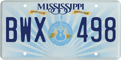MS license plate BWX498