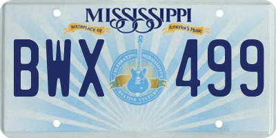 MS license plate BWX499