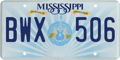 MS license plate BWX506