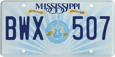 MS license plate BWX507