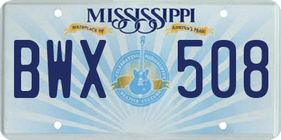 MS license plate BWX508