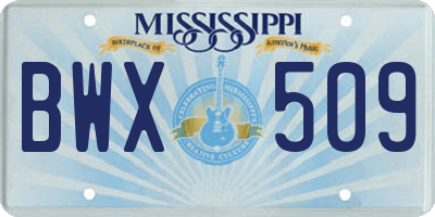 MS license plate BWX509