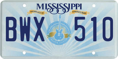 MS license plate BWX510