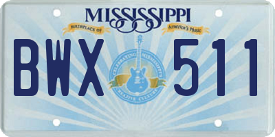 MS license plate BWX511