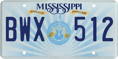 MS license plate BWX512
