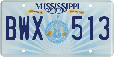 MS license plate BWX513
