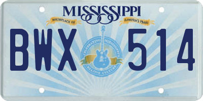 MS license plate BWX514