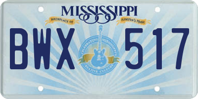 MS license plate BWX517