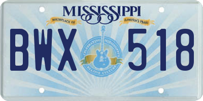 MS license plate BWX518