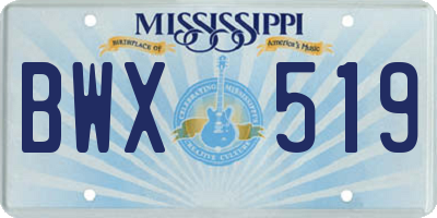 MS license plate BWX519